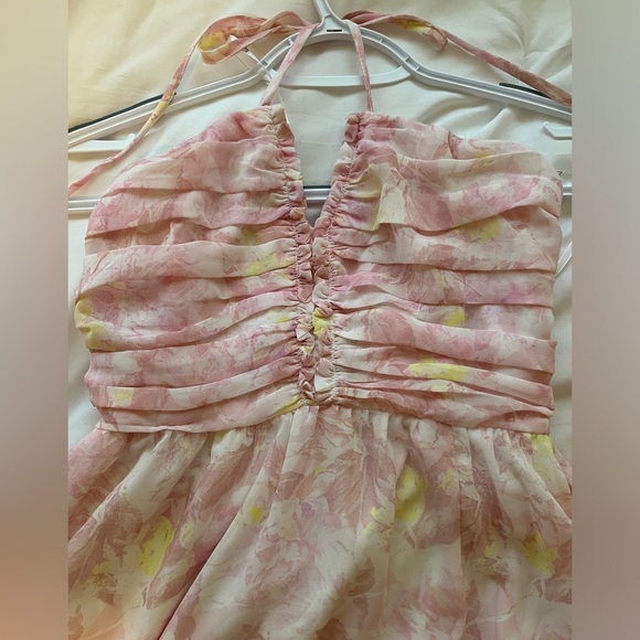 LULU’s Effortlessly Abloom Light Pink Floral Ruched Halter Maxi Dress - Picture 6 of 6